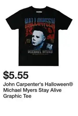 Five Below John Carpenter's Halloween Michael Myers Stay Alive Graphic Tee offer