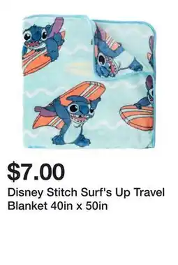 Five Below Disney Stitch Surf's Up Travel Blanket 40in x 50in offer