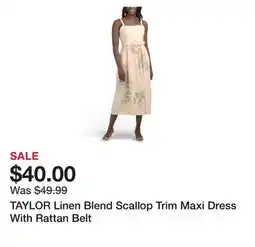 Marshalls TAYLOR Linen Blend Scallop Trim Maxi Dress With Rattan Belt offer