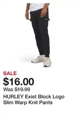 Marshalls HURLEY Exist Block Logo Slim Warp Knit Pants offer