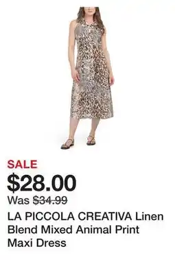 Marshalls LA PICCOLA CREATIVA Linen Blend Mixed Animal Print Maxi Dress offer
