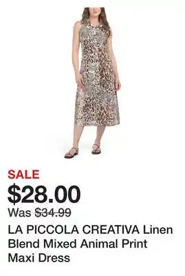 Marshalls LA PICCOLA CREATIVA Linen Blend Mixed Animal Print Maxi Dress offer
