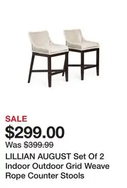 Marshalls LILLIAN AUGUST Set Of 2 Indoor Outdoor Grid Weave Rope Counter Stools offer