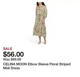 Marshalls CELINA MOON Elbow Sleeve Floral Striped Midi Dress offer