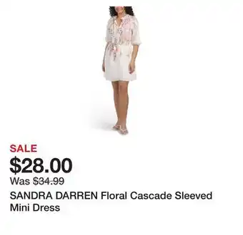 Marshalls SANDRA DARREN Floral Cascade Sleeved Mini Dress offer