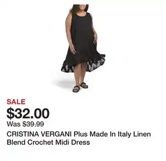 Marshalls CRISTINA VERGANI Plus Made In Italy Linen Blend Crochet Midi Dress offer