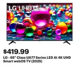 Best Buy LG - 65 Class UA77 Series LED AI 4K UHD Smart webOS TV (2025) offer