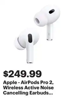 Best Buy Apple - AirPods Pro 2, Wireless Active Noise Cancelling Earbuds with Hearing Aid Feature - White offer