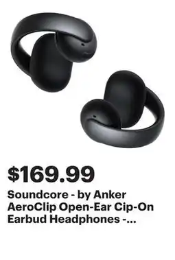 Best Buy Soundcore - by Anker AeroClip Open-Ear Cip-On Earbud Headphones - Black offer