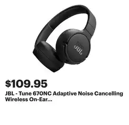 Best Buy JBL - Tune 670NC Adaptive Noise Cancelling Wireless On-Ear Headphone - Black offer