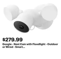 Best Buy Google - Nest Cam with Floodlight - Outdoor or Wired - Smart Security Camera - Snow offer