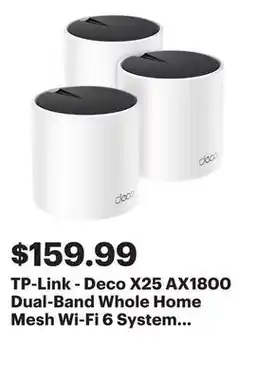Best Buy TP-Link - Deco X25 AX1800 Dual-Band Whole Home Mesh Wi-Fi 6 System (3-Pack) - White offer