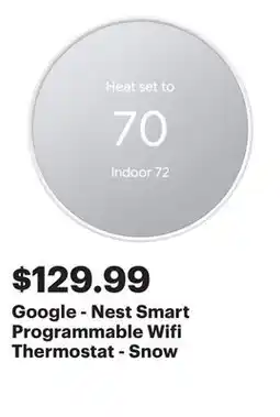 Best Buy Google - Nest Smart Programmable Wifi Thermostat - Snow offer