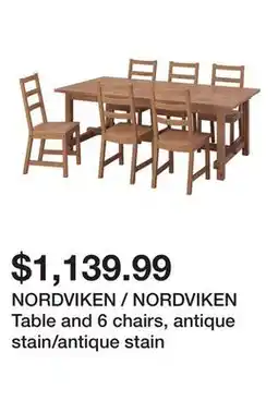 Ikea NORDVIKEN / NORDVIKEN Table and 6 chairs, antique stain/antique stain offer
