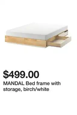 Ikea MANDAL Bed frame with storage, birch/white offer