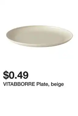 Ikea VITABBORRE Plate, beige offer