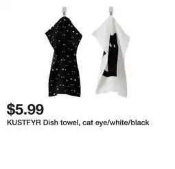 Ikea KUSTFYR Dish towel, cat eye/white/black offer