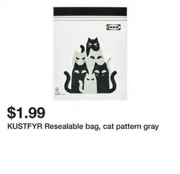Ikea KUSTFYR Resealable bag, cat pattern gray offer