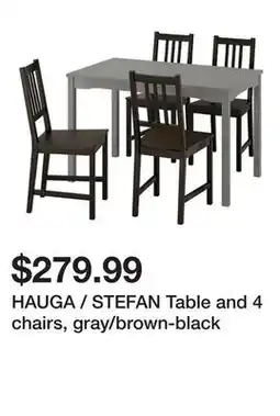 Ikea HAUGA / STEFAN Table and 4 chairs, gray/brown-black offer