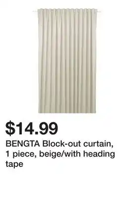 Ikea BENGTA Block-out curtain, 1 piece, beige/with heading tape offer