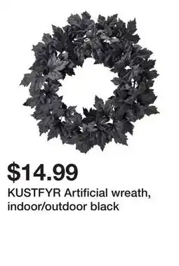 Ikea KUSTFYR Artificial wreath, indoor/outdoor black offer