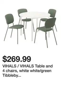 Ikea VIHALS / VIHALS Table and 4 chairs, white white/green Tibbleby gray-green offer