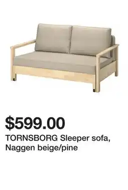 Ikea TORNSBORG Sleeper sofa, Naggen beige/pine offer