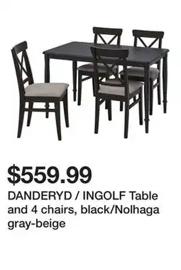 Ikea DANDERYD / INGOLF Table and 4 chairs, black/Nolhaga gray-beige offer
