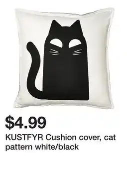 Ikea KUSTFYR Cushion cover, cat pattern white/black offer