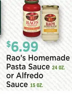 Heinen's Rao's Homemade Pasta Sauce 24 OZ. or Alfredo Sauce 15 OZ offer