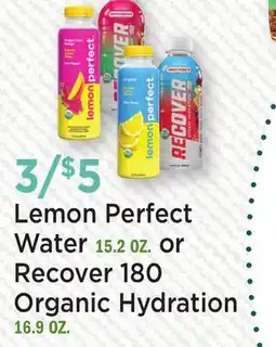 Heinen's Lemon Perfect Water 15.2 OZ. or Recover 180 Organic Hydration 16.9 OZ offer