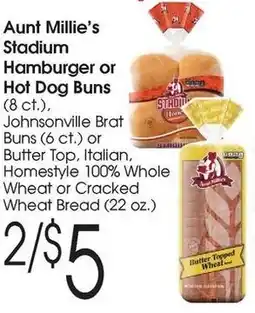 Family Fare Aunt millie's stadium hamburger or hot dog buns offer