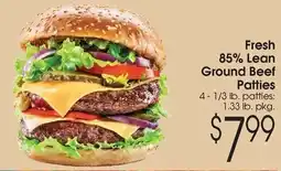 Family Fare Fresh 85% Lean Ground Beef patties offer