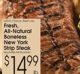 Family Fare Fresh, All-Natural Boneless New York Strip Steak offer