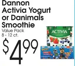 Family Fare Dannon activia yogurt or danimals smoothie offer