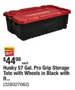 The Home Depot Husky Pro Grip Storage Tote with Wheels in Black witt R... offer