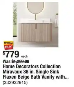 The Home Depot Home Decorators Collection Miravaux Single Sink Flaxen Beige Bath Vanity with... offer