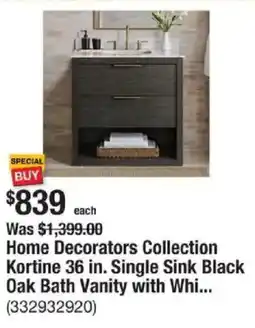 The Home Depot Home Decorators Collection Kortine Single Sink Black Oak Bath Vanity with Whi... offer