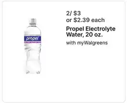 Walgreens Propel Electrolyte Water, 20 oz offer