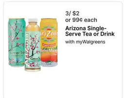 Walgreens Arizona Single-Serve Tea or Drink offer