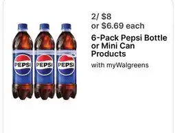 Walgreens 6-Pack Pepsi Bottle or Mini Can Products offer