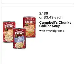 Walgreens Campbell's Chunky Chili or Soup offer