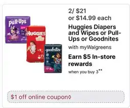 Walgreens Huggies Diapers and Wipes or Pull-Ups or Goodnites offer