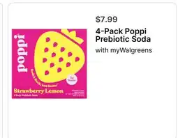 Walgreens 4-Pack Poppi Prebiotic Soda offer