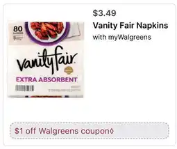 Walgreens Vanity Fair Napkins offer