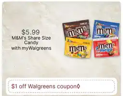 Walgreens M&M's Share Size Candy offer