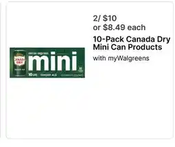 Walgreens 10-Pack Canada Dry Mini Can Products offer