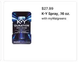 Walgreens K-Y Spray, .16 oz offer