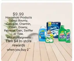 Walgreens Household Products Select Bounty, Cascade, Charmin, Dawn, Downy, Febreze, Gain, Swiffer or Tide offer