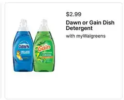 Walgreens Dawn or Gain Dish Detergent offer